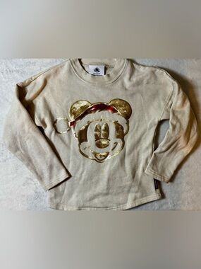 Kids 5/6 Cream Sequin Mickey Holiday Sweatshirt Spirit Jersey
